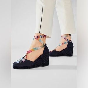 Castañer x Paul Smith Coralia Wedge Espadrille in Blue / Multicolor size 38